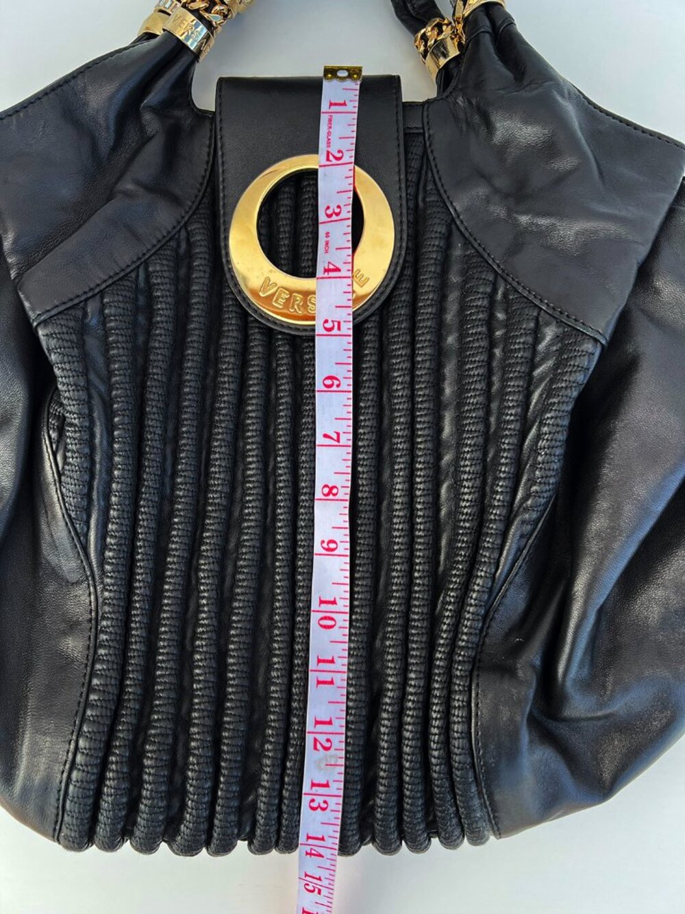 Gorgeous!! Authentic VERSACE Mainline Black Leather Hobo Bag - Picture 13 of 16